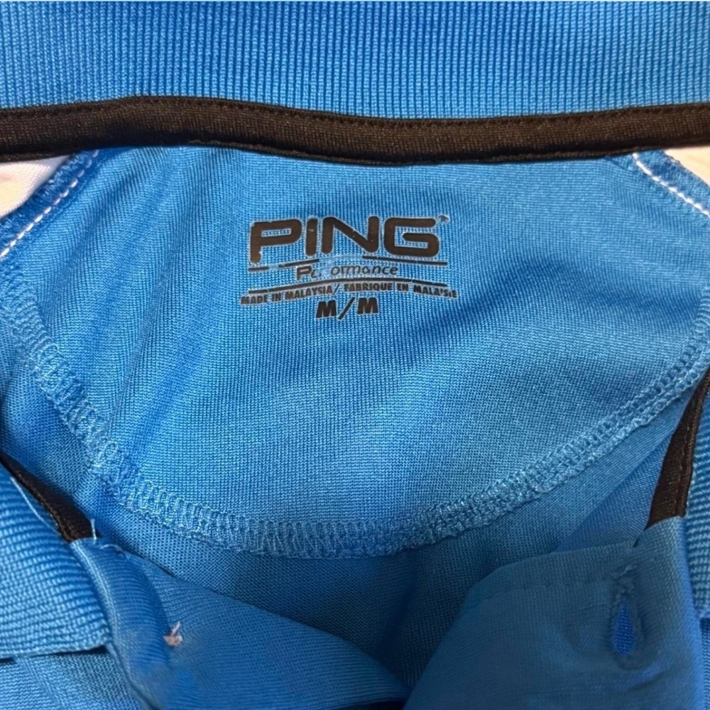 Ping Performance Blue Golf Polo Shirt Men’s Medium Athletic - Picture 3 of 4
